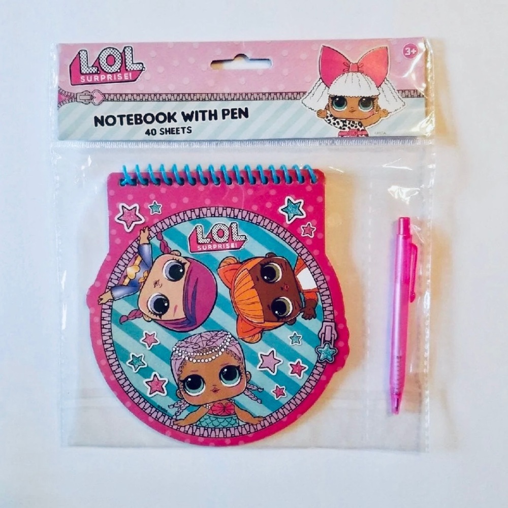 Lol Surprise Dolls notebook with pink pen